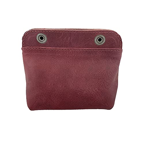 Hide & Drink, Leather Double Snap Pouch, Coin Purse, Cash & Card Holder, Cable Organizer, Makeup, Handmade Includes 101 Year Warranty (Sangria) - Image 5