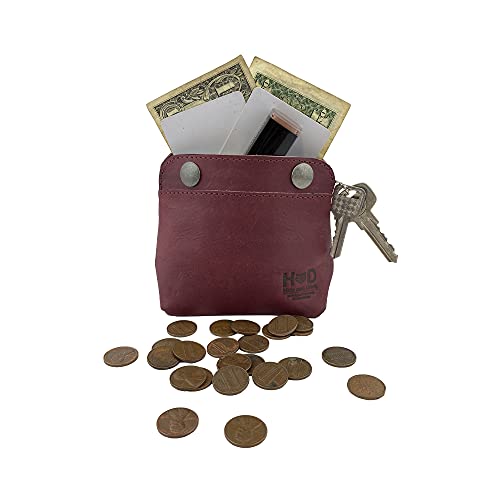 Hide & Drink, Leather Double Snap Pouch, Coin Purse, Cash & Card Holder, Cable Organizer, Makeup, Handmade Includes 101 Year Warranty (Sangria) - Image 2
