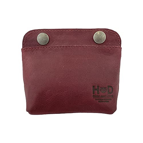 Hide & Drink, Leather Double Snap Pouch, Coin Purse, Cash & Card Holder, Cable Organizer, Makeup, Handmade Includes 101 Year Warranty (Sangria) - Image 1