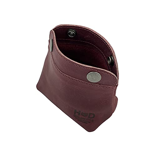 Hide & Drink, Leather Double Snap Pouch, Coin Purse, Cash & Card Holder, Cable Organizer, Makeup, Handmade Includes 101 Year Warranty (Sangria) - Image 4