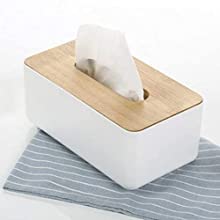 ARZOO Rectangular Shape Wooden Cover Plastic Tissue Box Holder | Paper Napkin Holder Case | Tissue Holder Dispenser Organizer for Car Decor Home Room Hotel (Pack of 1) - Image 2