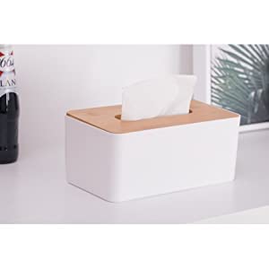 ARZOO Rectangular Shape Wooden Cover Plastic Tissue Box Holder | Paper Napkin Holder Case | Tissue Holder Dispenser Organizer for Car Decor Home Room Hotel (Pack of 1) - Image 5