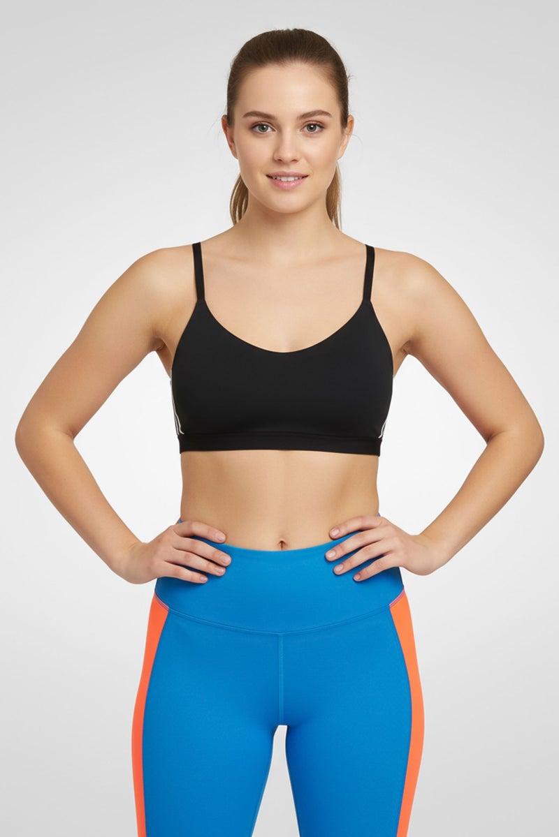 Adidas Women Plus Size Brand Logo Padded Sports Bra, Black - Image 1