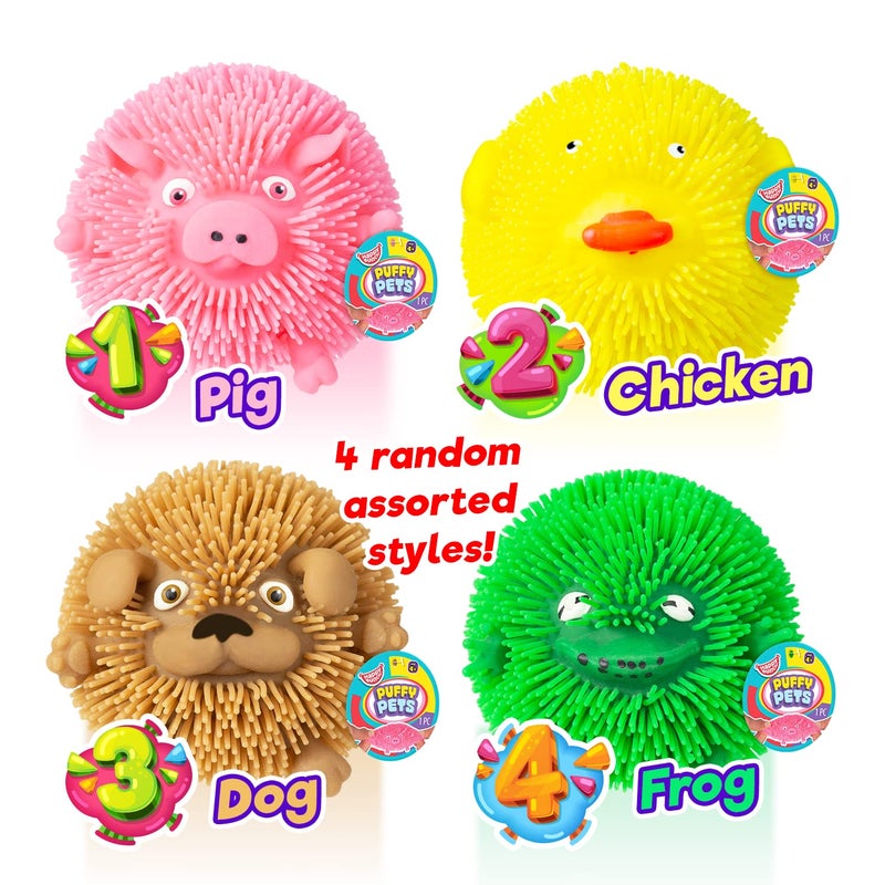 Ja-Ru Puffy Pets Puffer Ball Bubble Gum Scented Animal Stress Ball (4 Pets Assorted) 2.5"" Novelty Mochi Squishy Toy | Noodles Ball Animal Squishies for Kids | Fidget Sensory Ball | Party Pack Bulk 4350-4s - Image 2