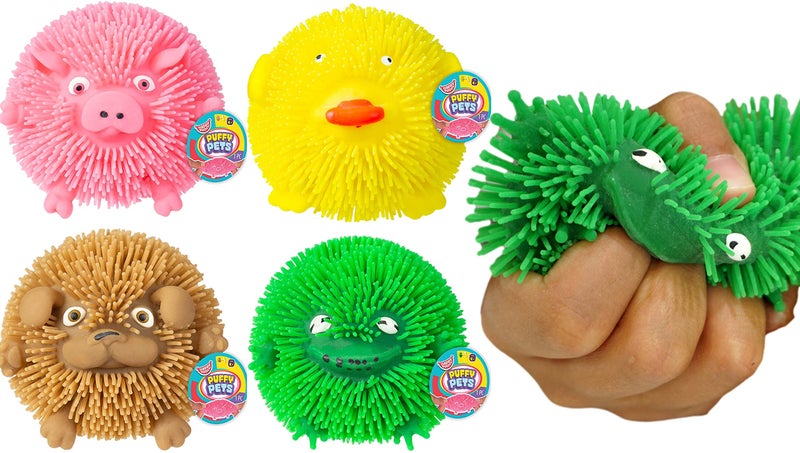 Ja-Ru Puffy Pets Puffer Ball Bubble Gum Scented Animal Stress Ball (4 Pets Assorted) 2.5"" Novelty Mochi Squishy Toy | Noodles Ball Animal Squishies for Kids | Fidget Sensory Ball | Party Pack Bulk 4350-4s - Image 1