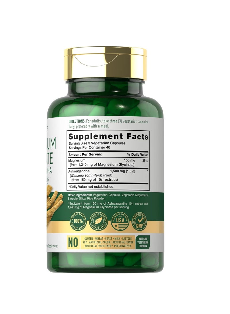 مجمع جليسينات المغنيسيوم والأشواغاندا 2740 ملغ 120 كبسولة نباتية - Image 2