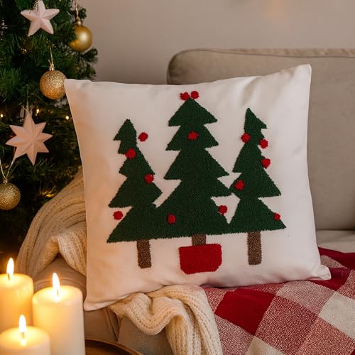 The Purple Tree Pine Tree Christmas Embroidered Cushion (Pack of 1, 16x16 inch) Christmas Decor Cushion, Xmas Gift, Best Gift for Christmas - Image 2