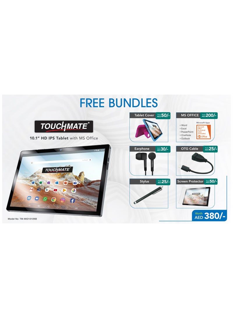 TOUCHMATE 10.1” HD Tablet with FREE Bundles of Tablet Cover, Earphone, Screen Protector, OTG Cable and MS Office - Image 5