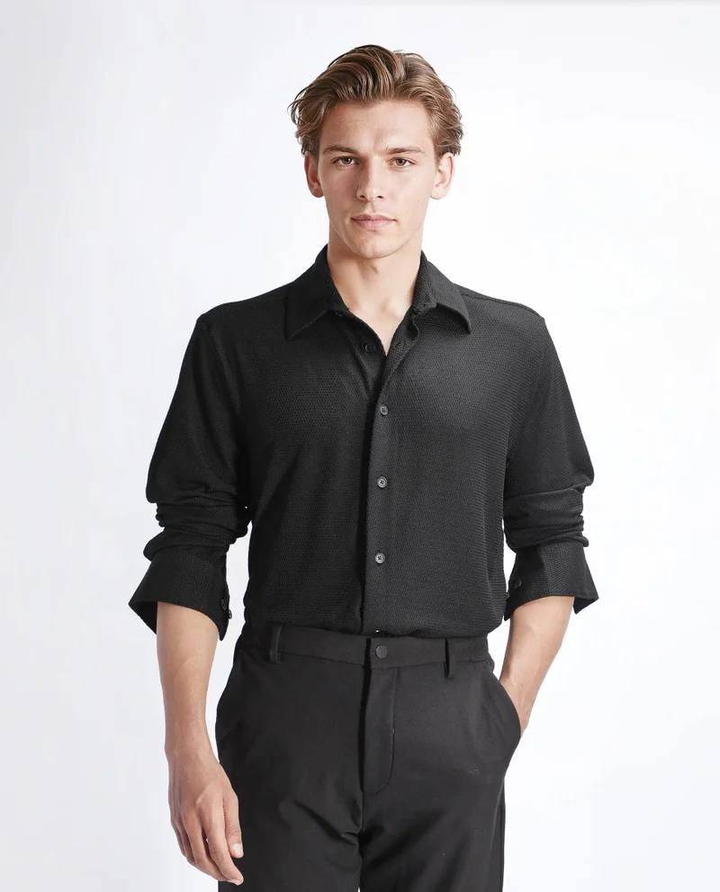 Rare Rabbit Men's Textured Regular Fit Shirt