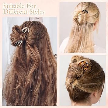 Bremorou 4 Pcs French Twist Hair Pin French Hair Pin U Shaped Hair Pins Retro Fork Hair Pin Internal Teeth Hair Clips Tortoise Shell Large Hair Styling Pins Hairstyle Accessories For Girl Women Thin Thick Hair - Image 5