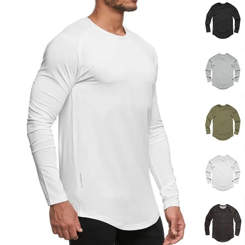 Men''s Autumn T-Shirt Style Youth Bird''S-Eye Fabric Quick-Drying Long-Sleeve T-Shirt Men''s Trendy Versatile Sports Base Shirt - Image 3