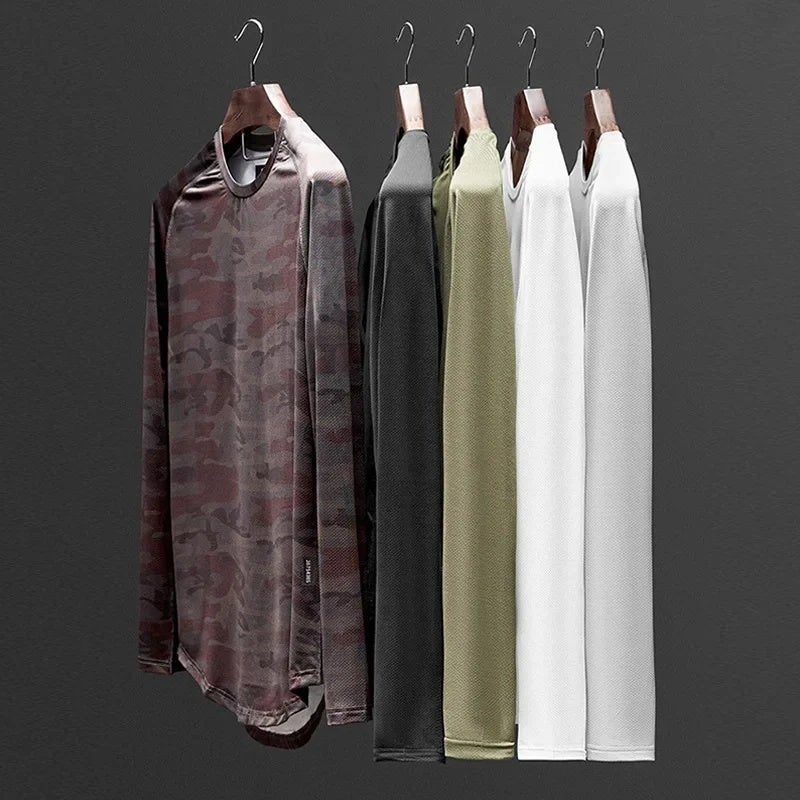 Men''s Autumn T-Shirt Style Youth Bird''S-Eye Fabric Quick-Drying Long-Sleeve T-Shirt Men''s Trendy Versatile Sports Base Shirt - Image 5