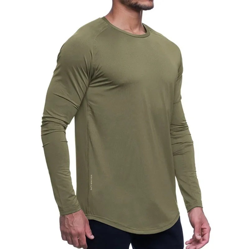 Men''s Autumn T-Shirt Style Youth Bird''S-Eye Fabric Quick-Drying Long-Sleeve T-Shirt Men''s Trendy Versatile Sports Base Shirt - Image 4