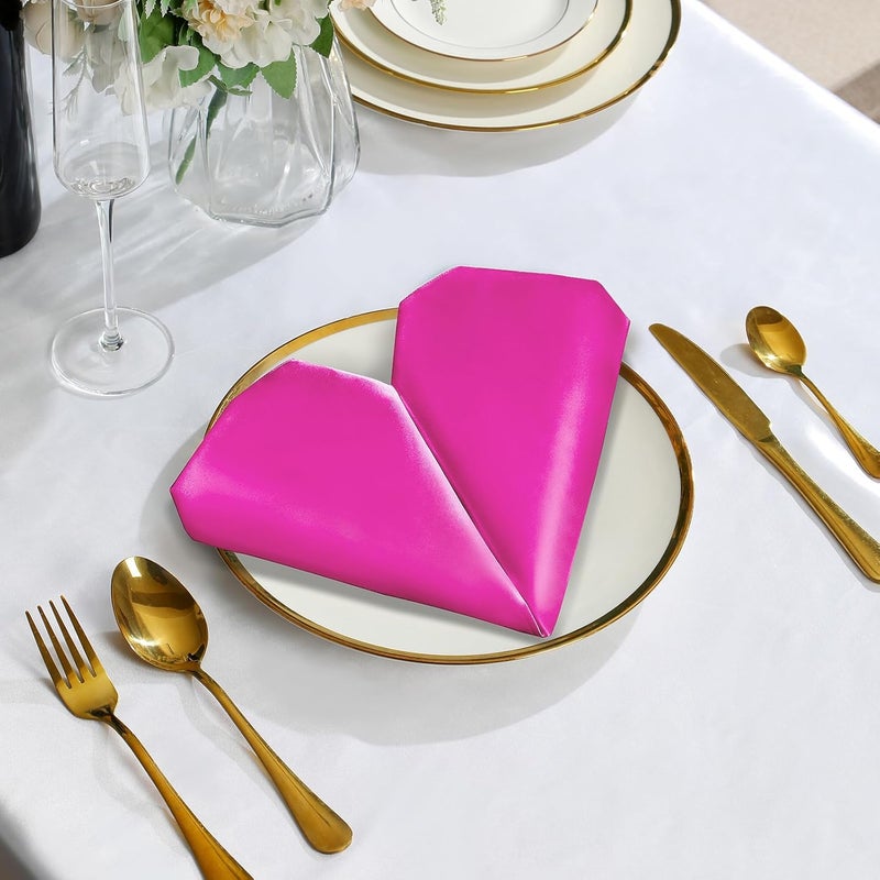 VACVELT 50 Pack Hot Pink Satin Napkins 20x20 Inch Wedding Napkins Bulk Decorative Elegant Dinner Napkins Square Table Napkins Decor Silky Satin Cloth Napkins for Restaurant Graduation Party - Image 3