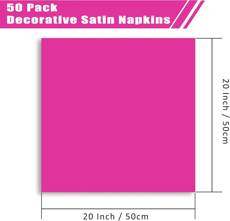 VACVELT 50 Pack Hot Pink Satin Napkins 20x20 Inch Wedding Napkins Bulk Decorative Elegant Dinner Napkins Square Table Napkins Decor Silky Satin Cloth Napkins for Restaurant Graduation Party - Image 5