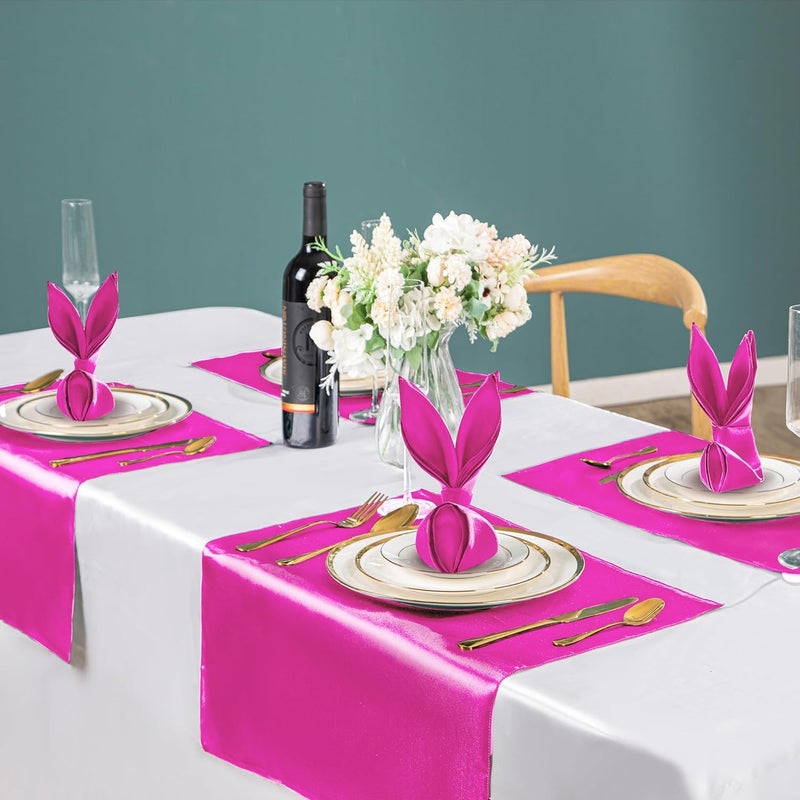 VACVELT 50 Pack Hot Pink Satin Napkins 20x20 Inch Wedding Napkins Bulk Decorative Elegant Dinner Napkins Square Table Napkins Decor Silky Satin Cloth Napkins for Restaurant Graduation Party - Image 4