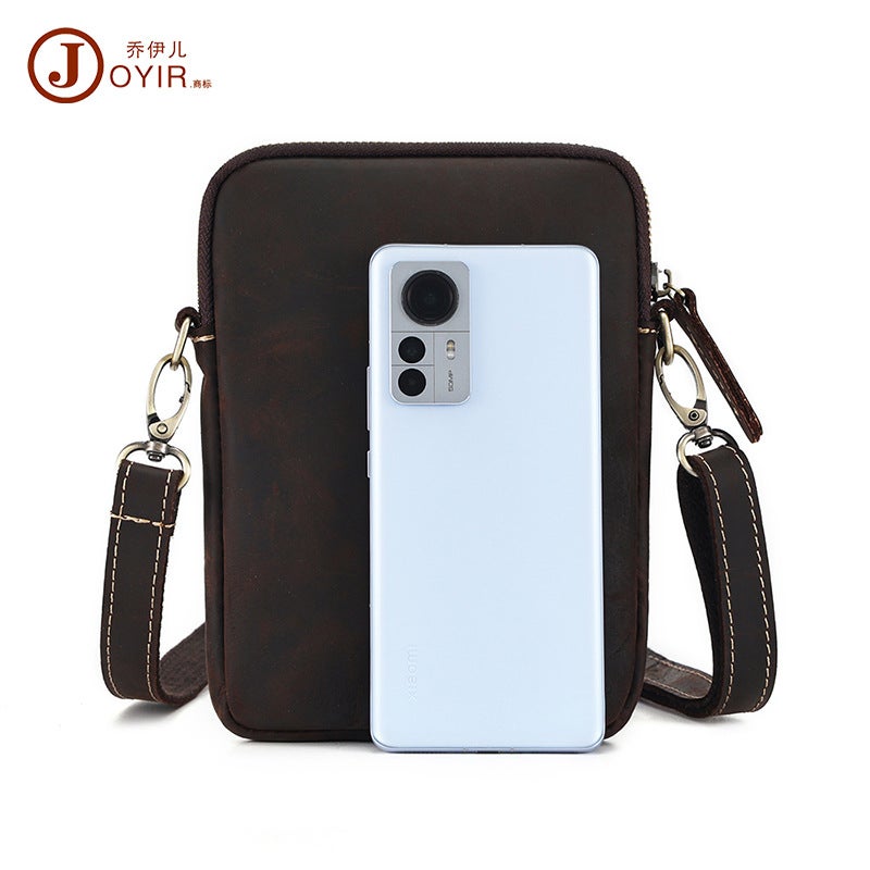 Men'S Genuine Leather Shoulder Bag Retro Crazy Horse Leather Men'S Bag New Shoulder Bag Mobile Phone Bag Casual Commuting Crossbody Bag - Image 5