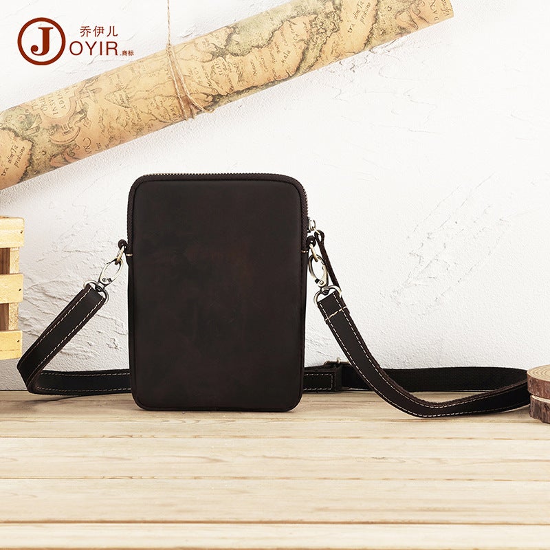 Men'S Genuine Leather Shoulder Bag Retro Crazy Horse Leather Men'S Bag New Shoulder Bag Mobile Phone Bag Casual Commuting Crossbody Bag - Image 1