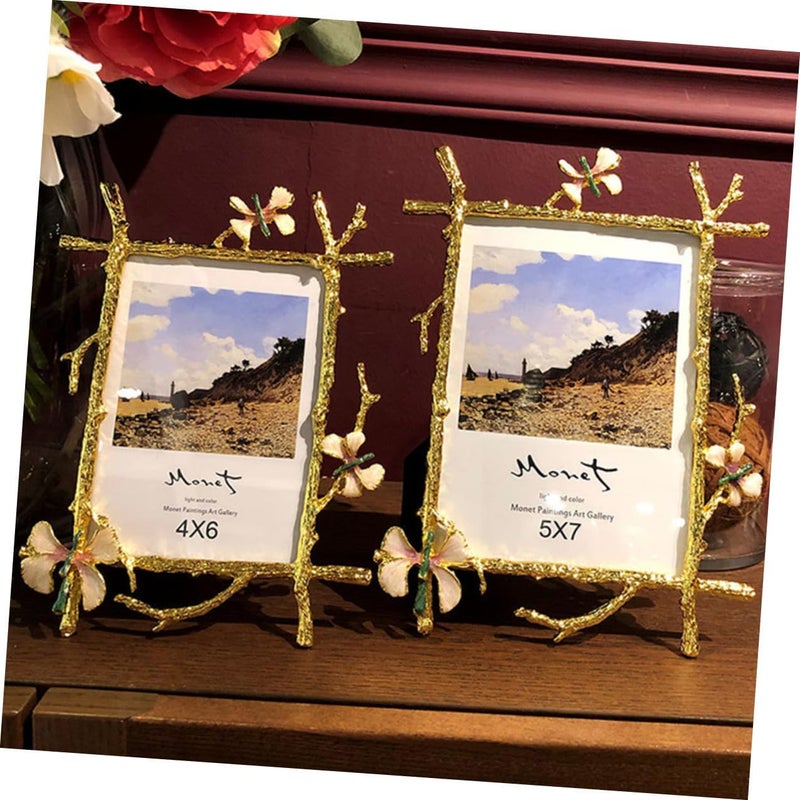 Elegant Pink Branch Butterfly Photo Frame 10-inch Horizontal Vertical Metal Photo Holder Wedding Home Table Décor - Image 4