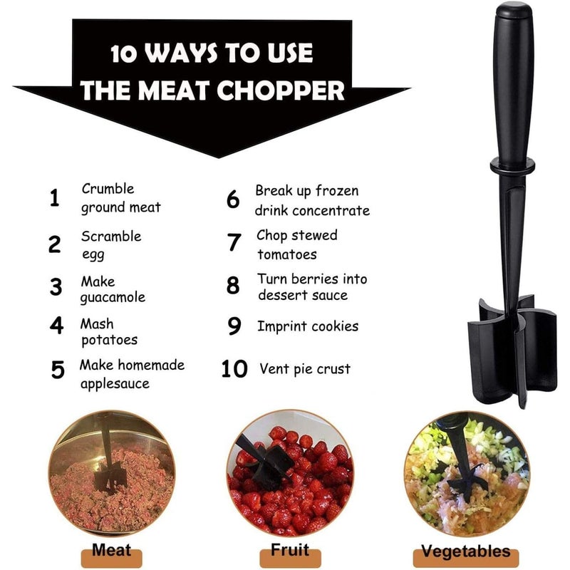 BENCI BENCI Meat Masher Professional Heat Resistant Meat Chopper Hamburger Chopper Nylon Ground Beef Chopper Tool BeefHamburgerPotato Masher for NonStick Cookware  - Image 4