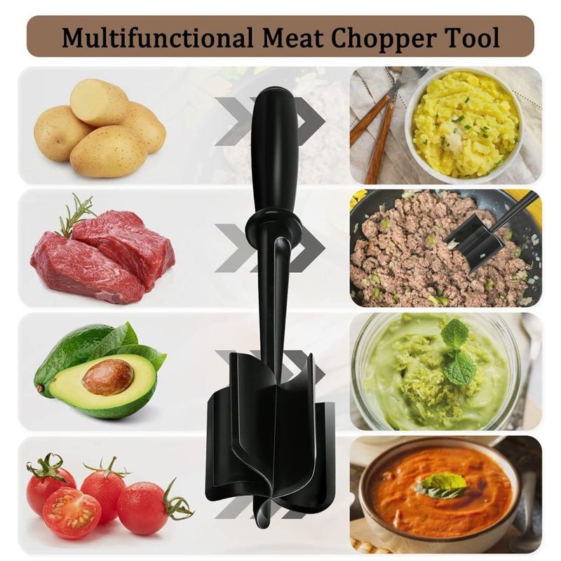 BENCI BENCI Meat Masher Professional Heat Resistant Meat Chopper Hamburger Chopper Nylon Ground Beef Chopper Tool BeefHamburgerPotato Masher for NonStick Cookware  - Image 3