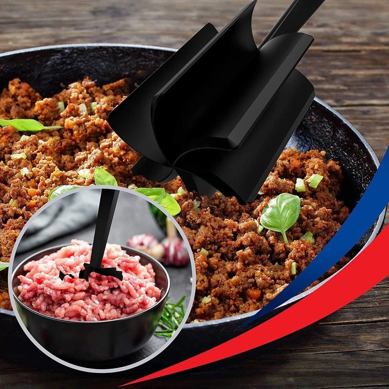 BENCI BENCI Meat Masher Professional Heat Resistant Meat Chopper Hamburger Chopper Nylon Ground Beef Chopper Tool BeefHamburgerPotato Masher for NonStick Cookware  - Image 5
