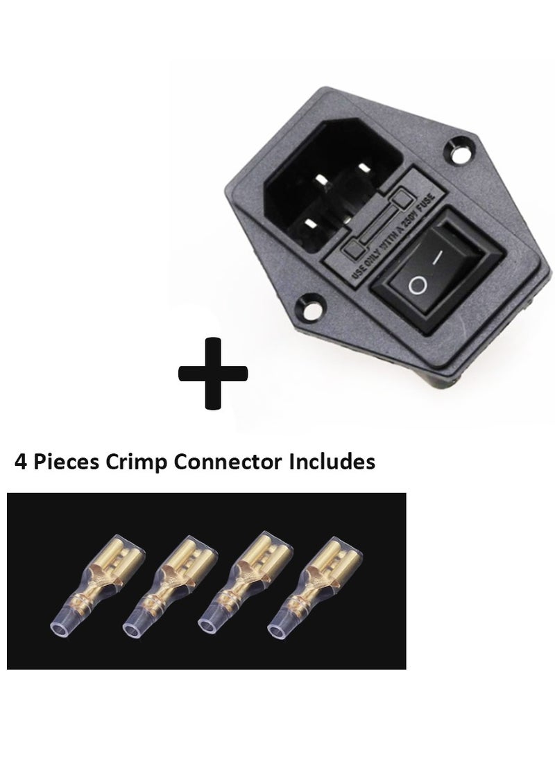 Power Rocker Switch IEC 3 Pin 320 C14 Inlet Power Sockets Switch Connector Plug 10A 250V - Image 3