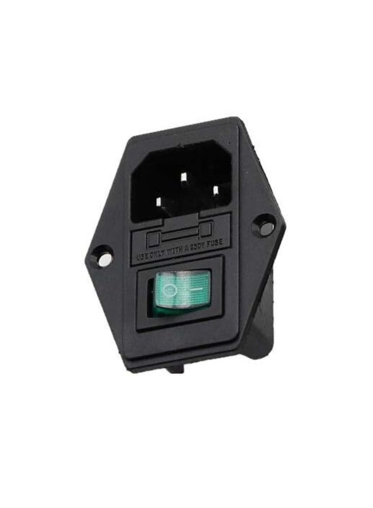 Power Rocker Switch IEC 3 Pin 320 C14 Inlet Power Sockets Switch Connector Plug 10A 250V - Image 1