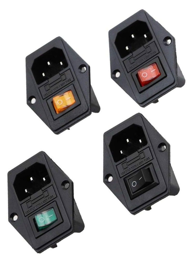 Power Rocker Switch IEC 3 Pin 320 C14 Inlet Power Sockets Switch Connector Plug 10A 250V - Image 2