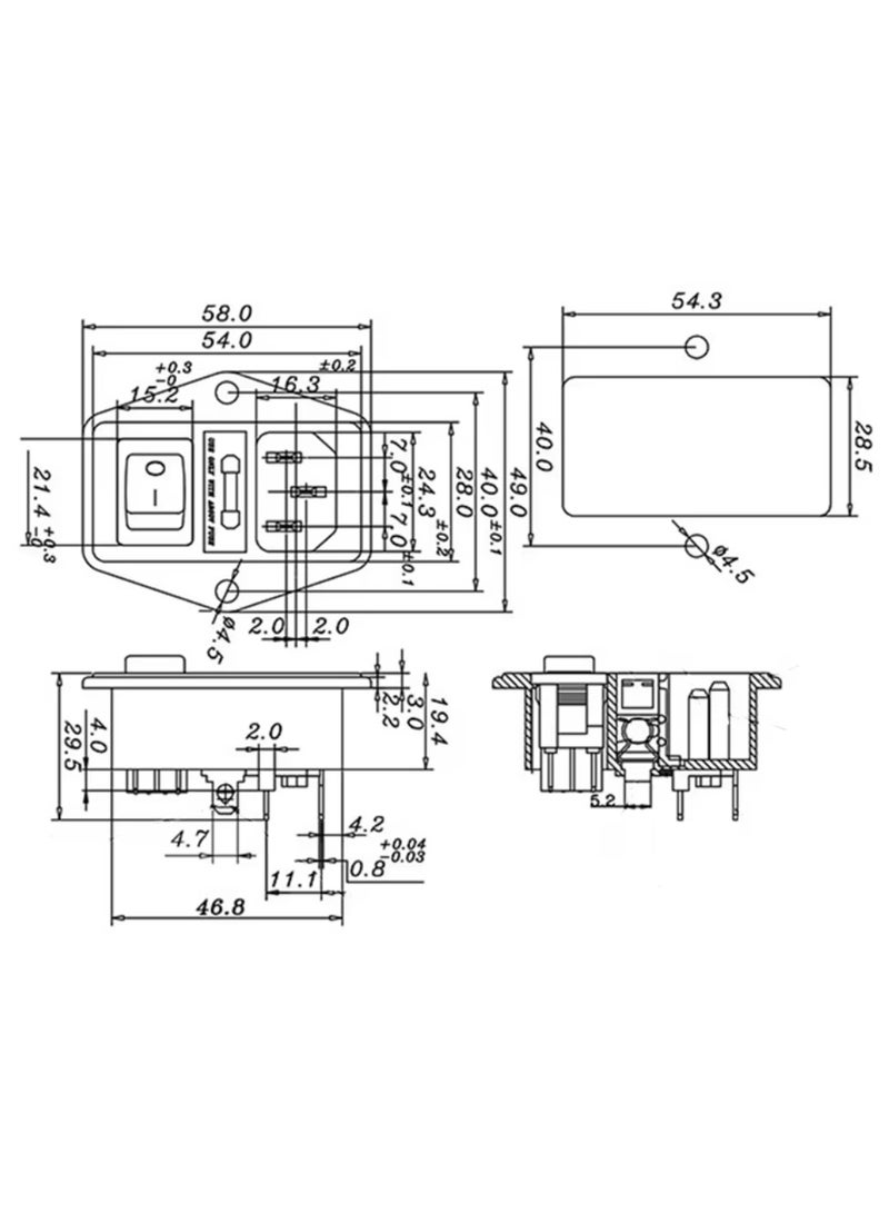 Power Rocker Switch IEC 3 Pin 320 C14 Inlet Power Sockets Switch Connector Plug 10A 250V - Image 5