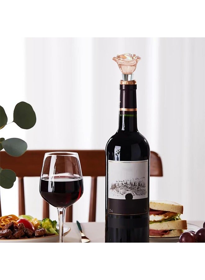 2 PACK Rose Wine Stopper, Bottle Stopper Wine Saver, Reusable Wine Corks For Beverage,  Wine Accessories Gifts for Wine Lovers, Wedding Favors - Image 3