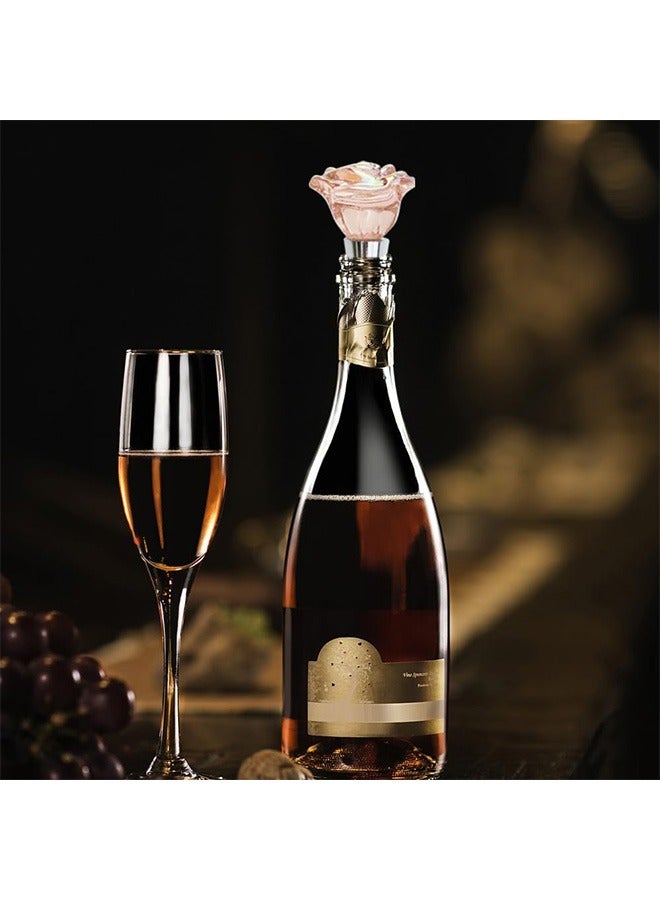 2 PACK Rose Wine Stopper, Bottle Stopper Wine Saver, Reusable Wine Corks For Beverage,  Wine Accessories Gifts for Wine Lovers, Wedding Favors - Image 4