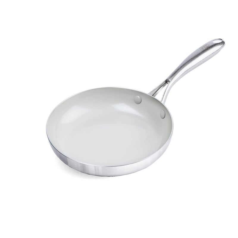 GreenLife TriPly Stainless Steel Healthy Ceramic Nonstick 8 Frying Pan Skillet PFASFree Multi Clad Induction Dishwasher Safe Oven Safe Silver