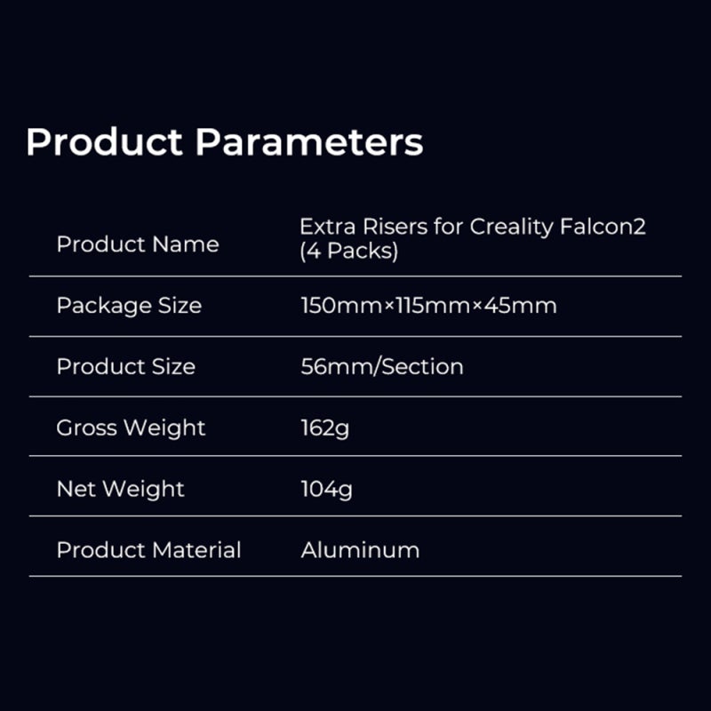 Creality 3D Creality 4pcs Falcon 2 Extra Risers Aluminum Heighten for Cutter and Engraver Machine 56mm Height/Each - Image 3