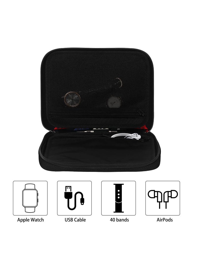 20 Watch Bands Organizer Case, Waterproof Carrying, Compatible with Apple Watch, for Fitbit Series (Black) - Image 3