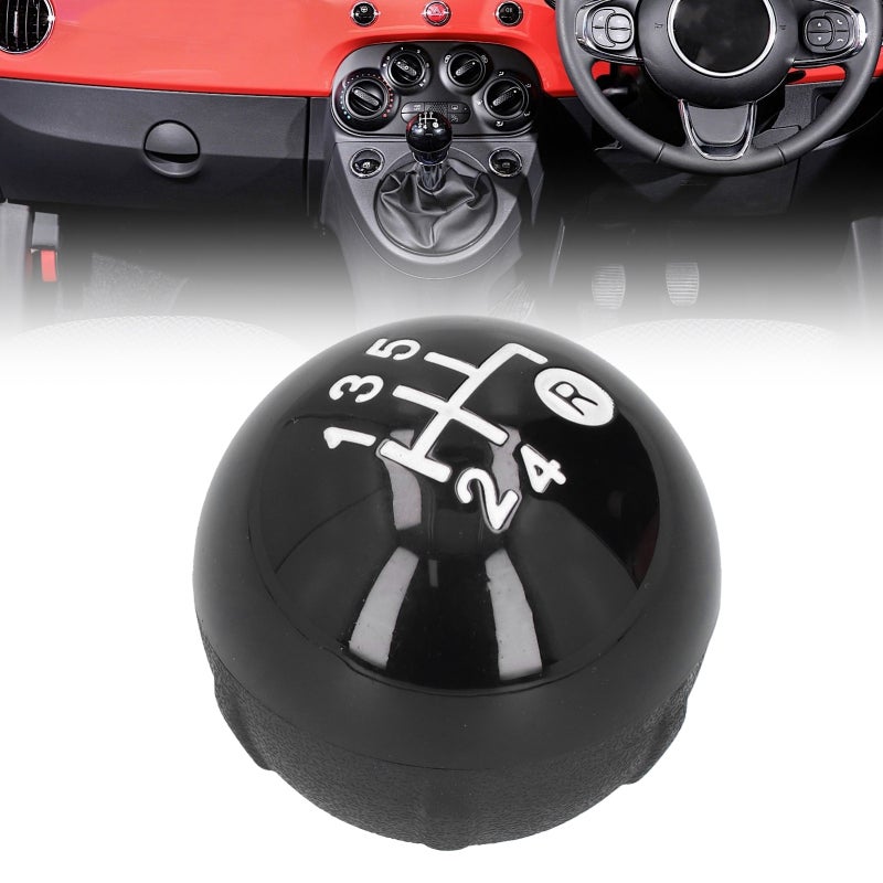 Gear Shift Knob Replacement Kit: 5-speed Shift Pattern, Smooth Comfortable Design - Clear White Engraved Markings Decorative Cap Cover for Fiat 500 500C 2007-2018 LHD RHD Car Interior Decoration - Image 3