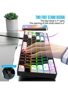 Rock Pow 75% Gaming Keyboard Arabic English 87 Keys Mechanical Keyboard with RGB Backlit 19 Modes Wired Mini Keyboard PBT Keycaps for PC Gaming and Working (Red Switch)  - Image 4