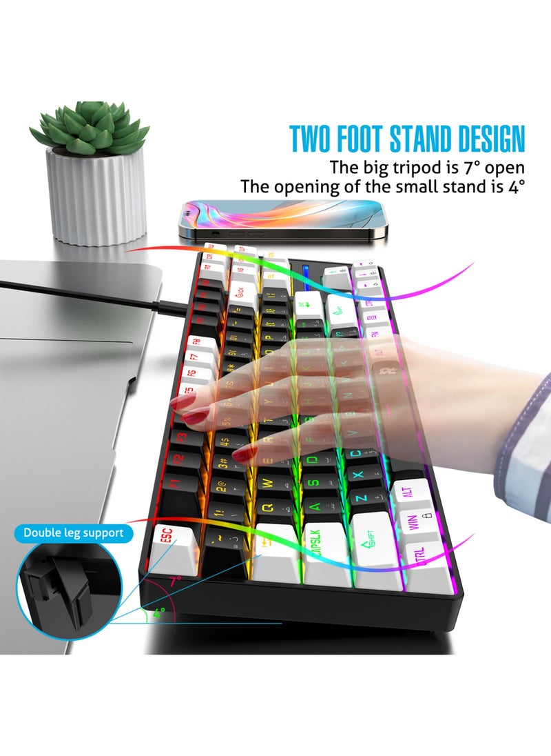 Rock Pow - 75% Gaming Keyboard Arabic English 87 Keys Mechanical Keyboard with RGB Backlit 19 Modes Wired Mini Keyboard PBT Keycaps for PC Gaming and Working (Red Switch) - Image 1
