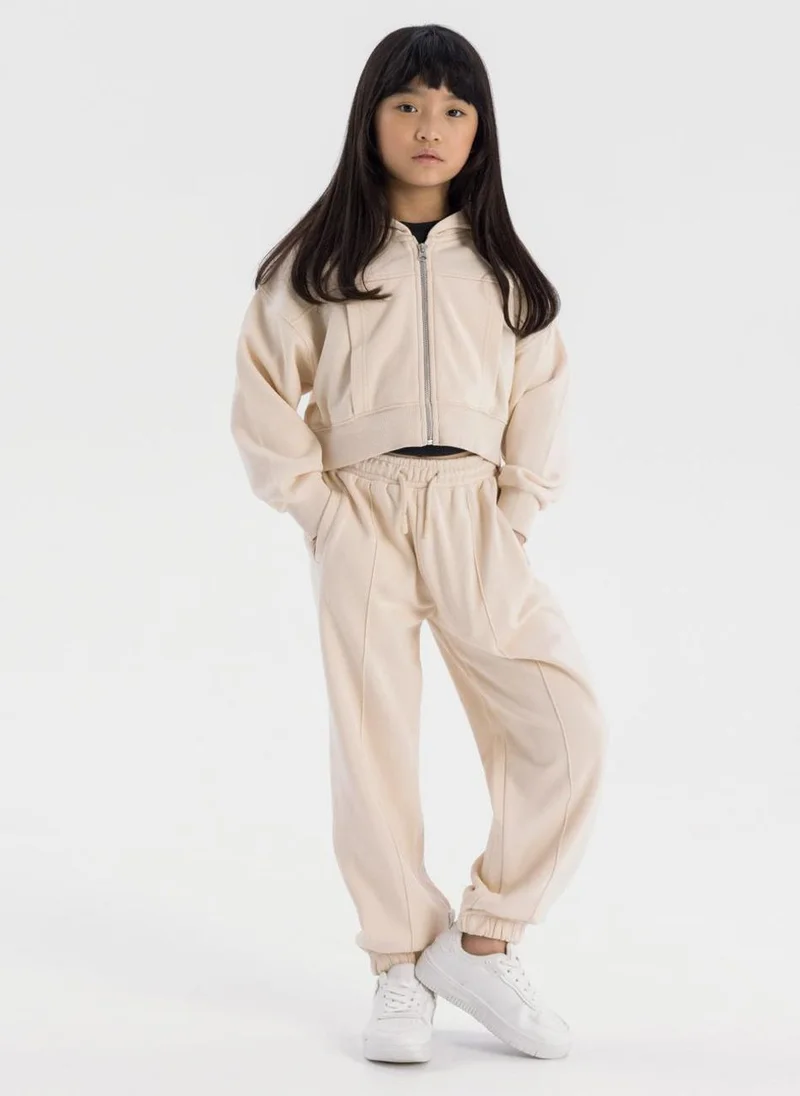 مينوتي Kids Girls Cropped Zip Through Hoodie And Jogger Set
