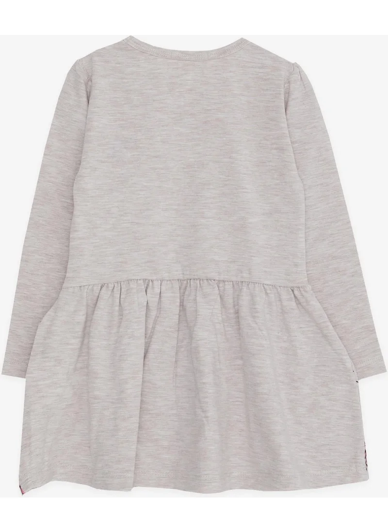 بريز Girl's Long Sleeve Dress Sequin Girl Printed 3-7 Years, Beige Melange