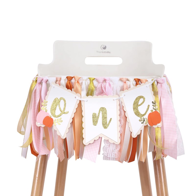 Agkvw Pumpkin High Chair Banner for 1st Birthday Our Little Pumpkin Is One Party Decor Autumn 1st Birthday Decorations for Girls Halloween or Thanksgiving Bday Cake Smash Propsd - Image 2