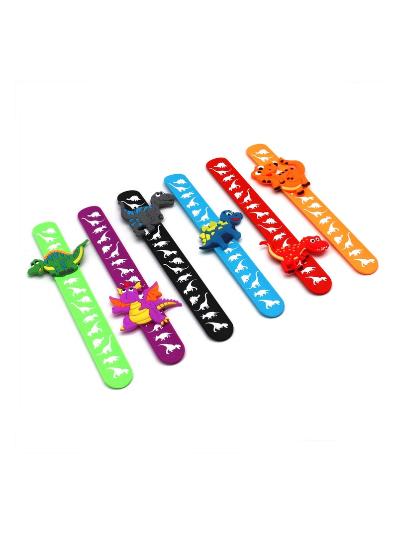 Excefore Dinosaur Silicone Wristbands, Dinosaur Theme Slap Bracelets Party Favors Dinosaur Silicone Wristbands Boys&Girls Dinosaur Theme Party Supplies Carnival Prizes Suit Classroom Exchanging Gifts (6pack) - Image 1