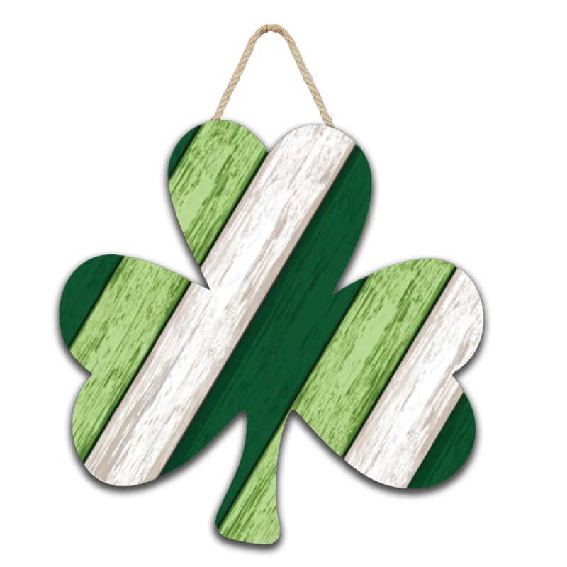 Davsolly St Patrick Day Wooden Hanging Wreath Decoration Shamrock Hanging Sign Wood for Irish Party Saint Patrick Day Home DÃ©cor - Image 1
