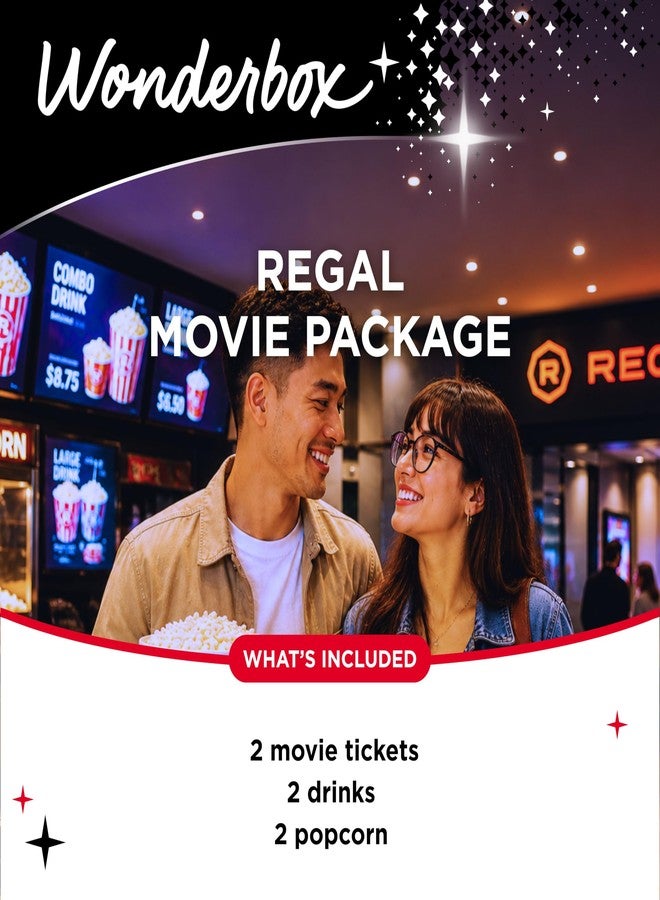 Wonderbox Regal Movie Gift Box, 2 Tickets, 2 Drinks & 2 Popcorn, Movie Night Experience for 2, Valid at 425 Locations - Image 3