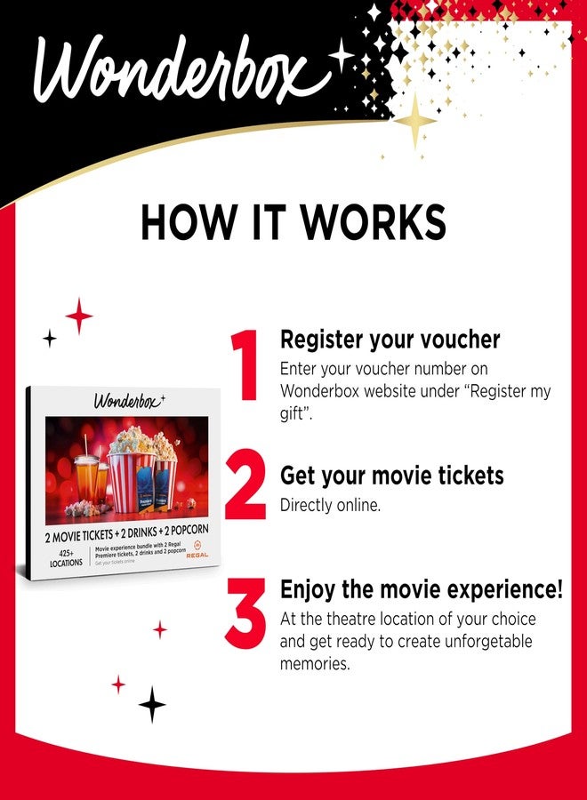 Wonderbox Regal Movie Gift Box, 2 Tickets, 2 Drinks & 2 Popcorn, Movie Night Experience for 2, Valid at 425 Locations - Image 5