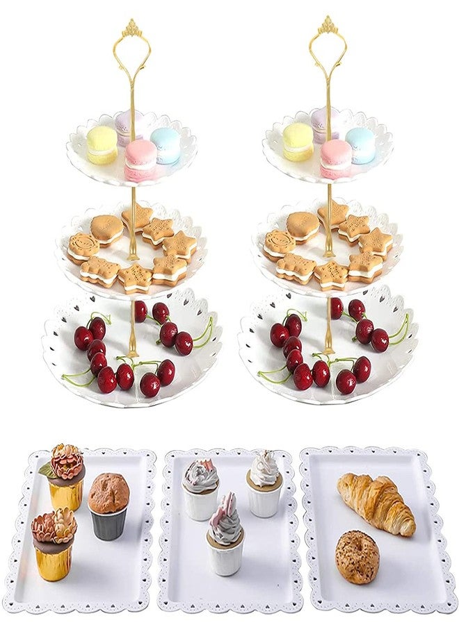 FEOOWV 5 Piece Cake Stand Set with Appetizer Trays Dessert Fruit Snack Tower Tray for Wedding Home Birthday Tea Party Serving Platter - Image 3