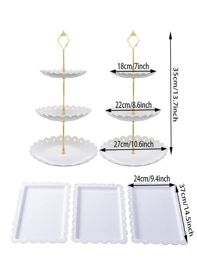 FEOOWV 5 Piece Cake Stand Set with Appetizer Trays Dessert Fruit Snack Tower Tray for Wedding Home Birthday Tea Party Serving Platter - Image 2