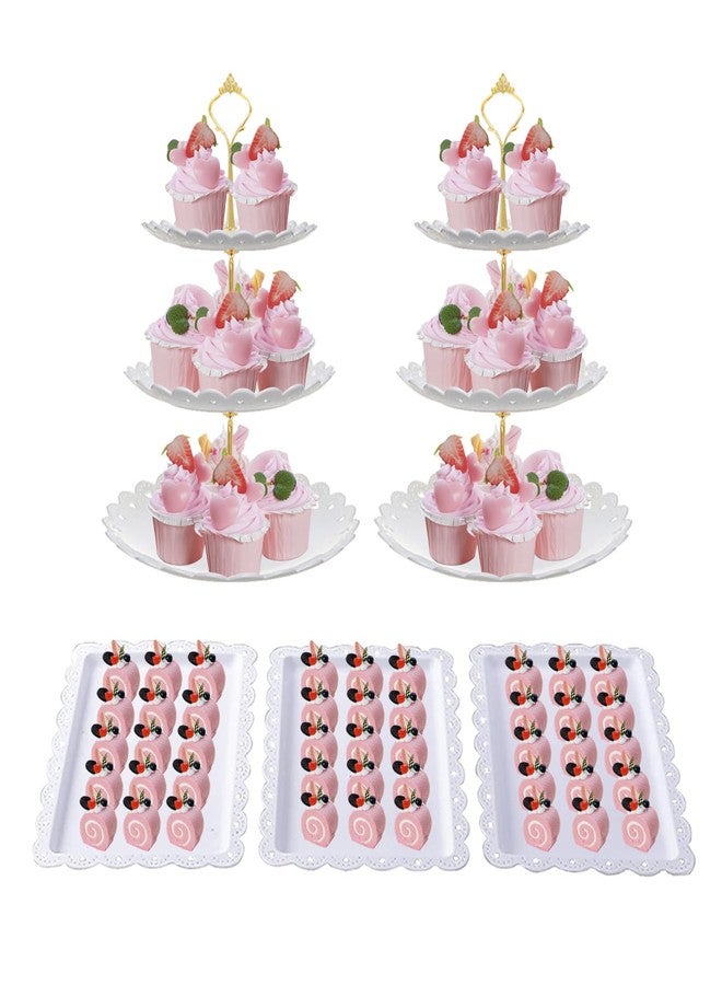 FEOOWV 5 Piece Cake Stand Set with Appetizer Trays Dessert Fruit Snack Tower Tray for Wedding Home Birthday Tea Party Serving Platter - Image 1
