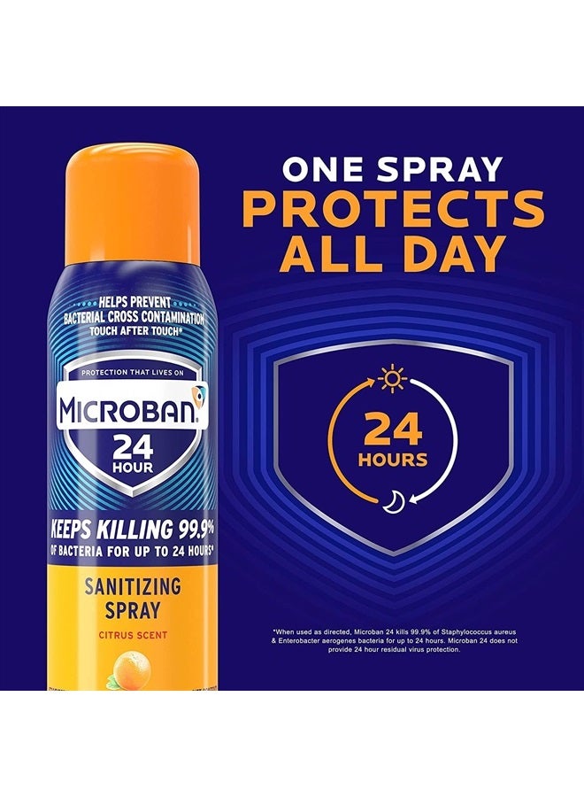 MICROBAN Disinfectant Spray, 24 Hour Sanitizing and Antibacterial Spray, Sanitizing Spray, Citrus Scent, 2 Count (15oz Each) (Packaging May Vary) - Image 4
