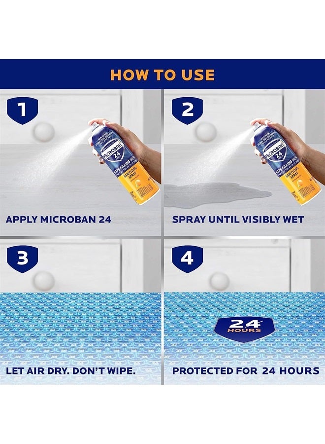 MICROBAN Disinfectant Spray, 24 Hour Sanitizing and Antibacterial Spray, Sanitizing Spray, Citrus Scent, 2 Count (15oz Each) (Packaging May Vary) - Image 2